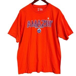 New York Mets Tshirt Adult  XL Orange Blue Amazin Mets Citi Field T7L Baseball